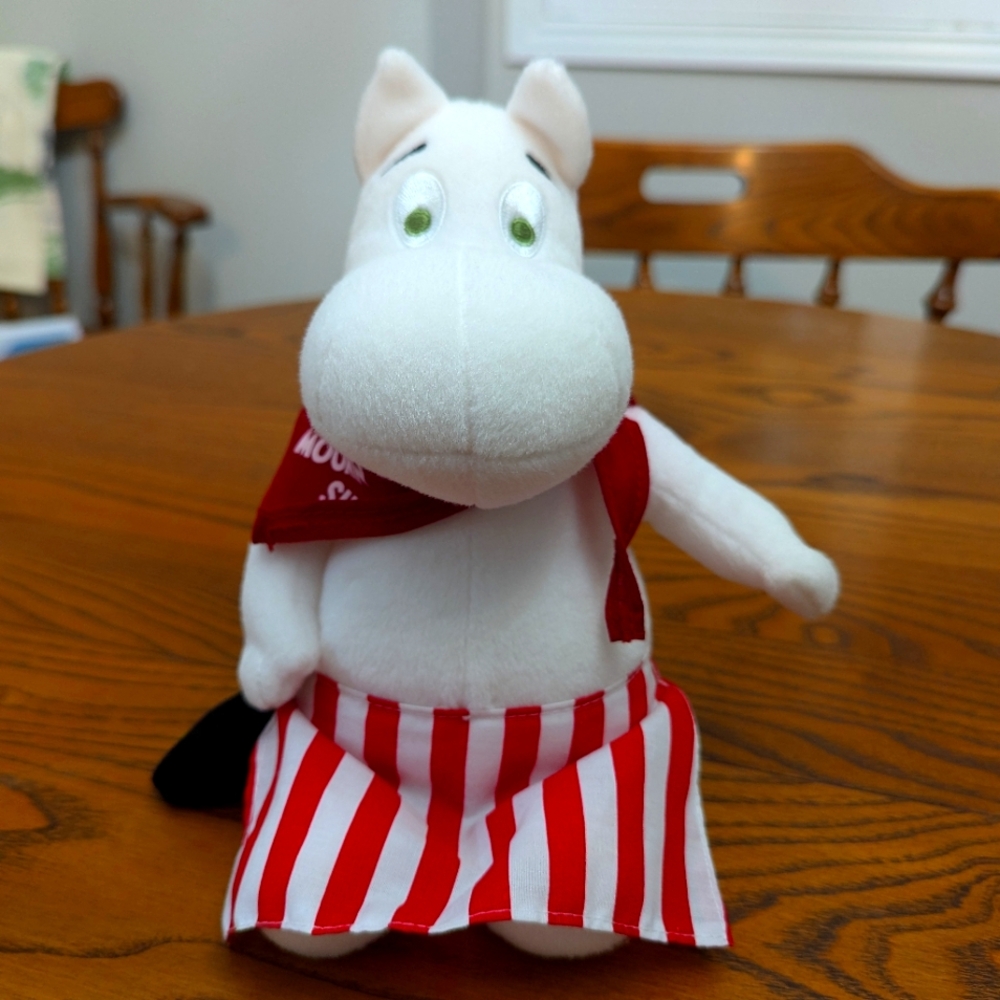 Moomin Mama.White Plush Toy with Red Striped Apron And A Purse.Japan Ani…